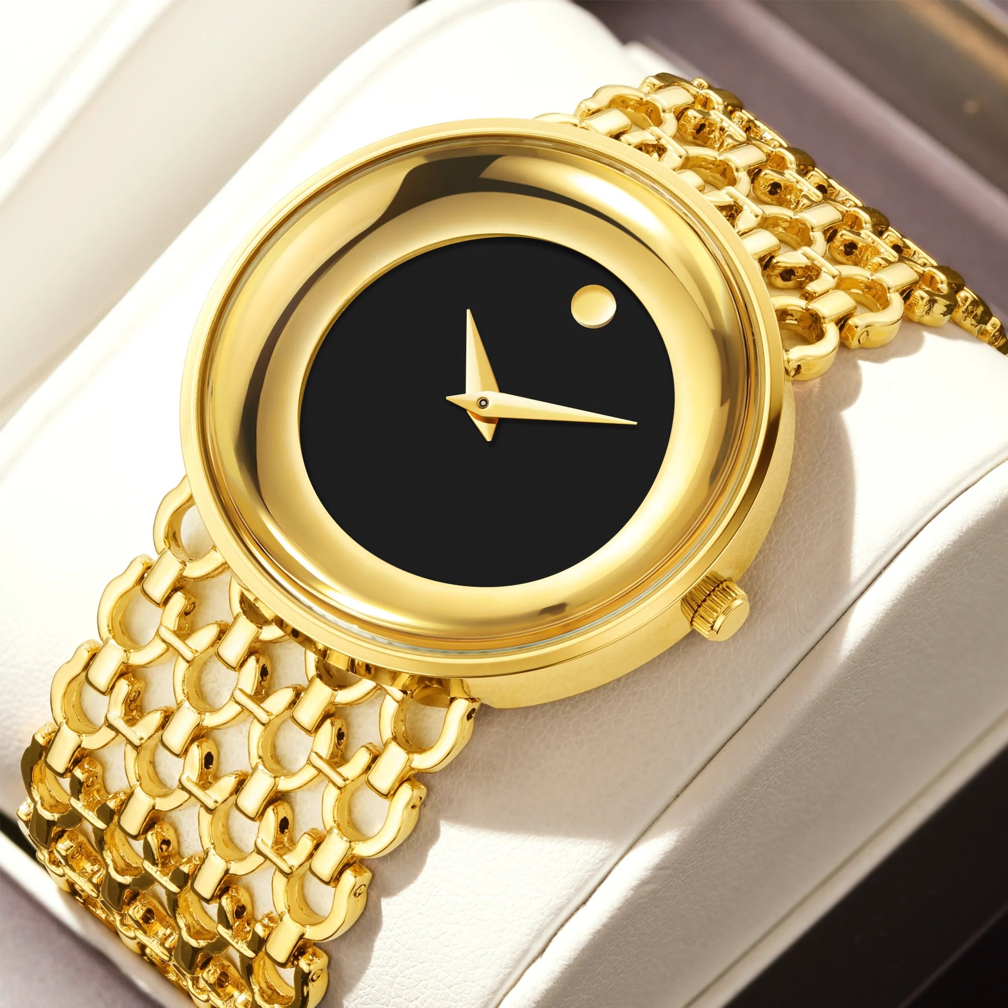 YaLaLuSi Women's Minimalist Quartz Watch with Large Dial, Water-Resistant, Gold-Tone, Perfect as a Gift Watch for Ladies Reloj