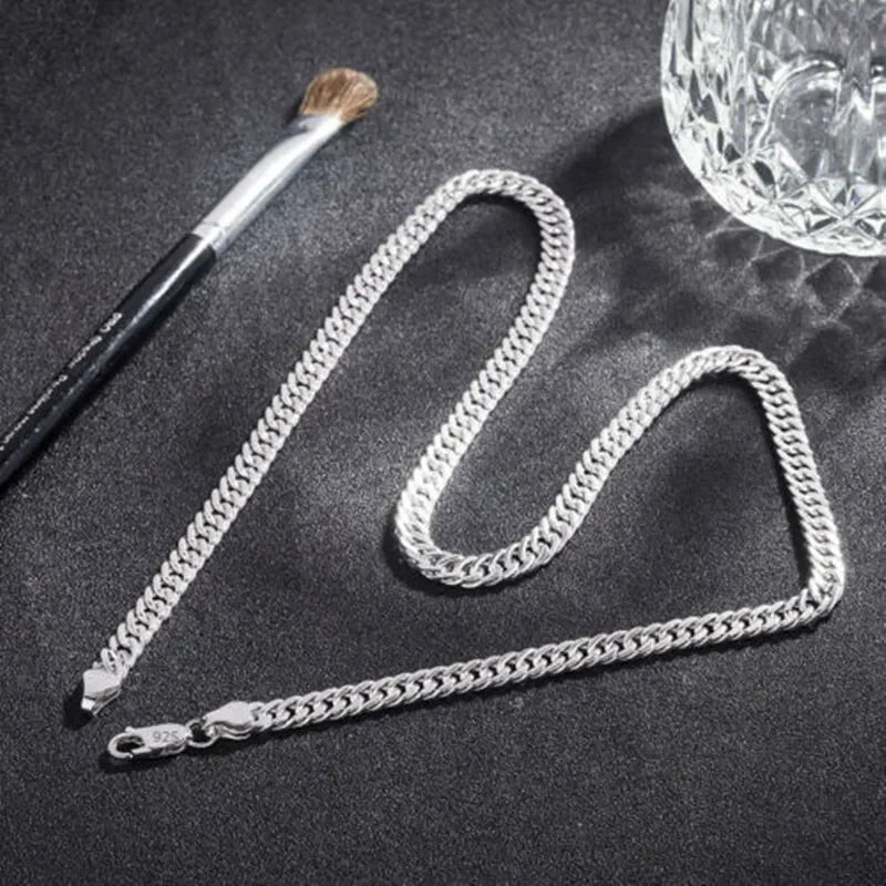 Hot fine Width 6MM chain 925 Sterling Silver Necklaces for Women Men Charm fashion Jewelry wedding Party Holiday gift 45-60cm