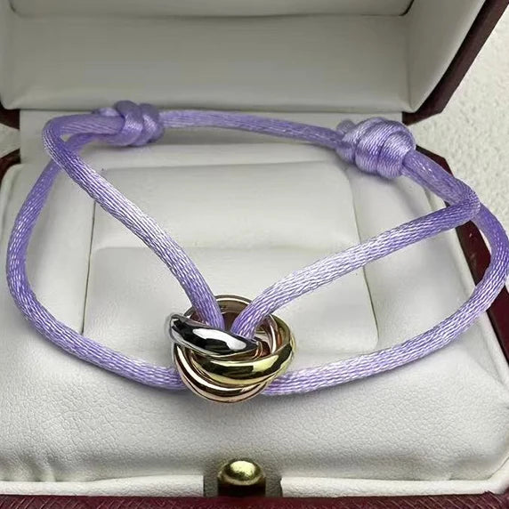 MESSITOK Classic luxury jewelry S 925 silver three ring tri color cross couple bracelet. Holiday gifts. Not fading. Not allergic