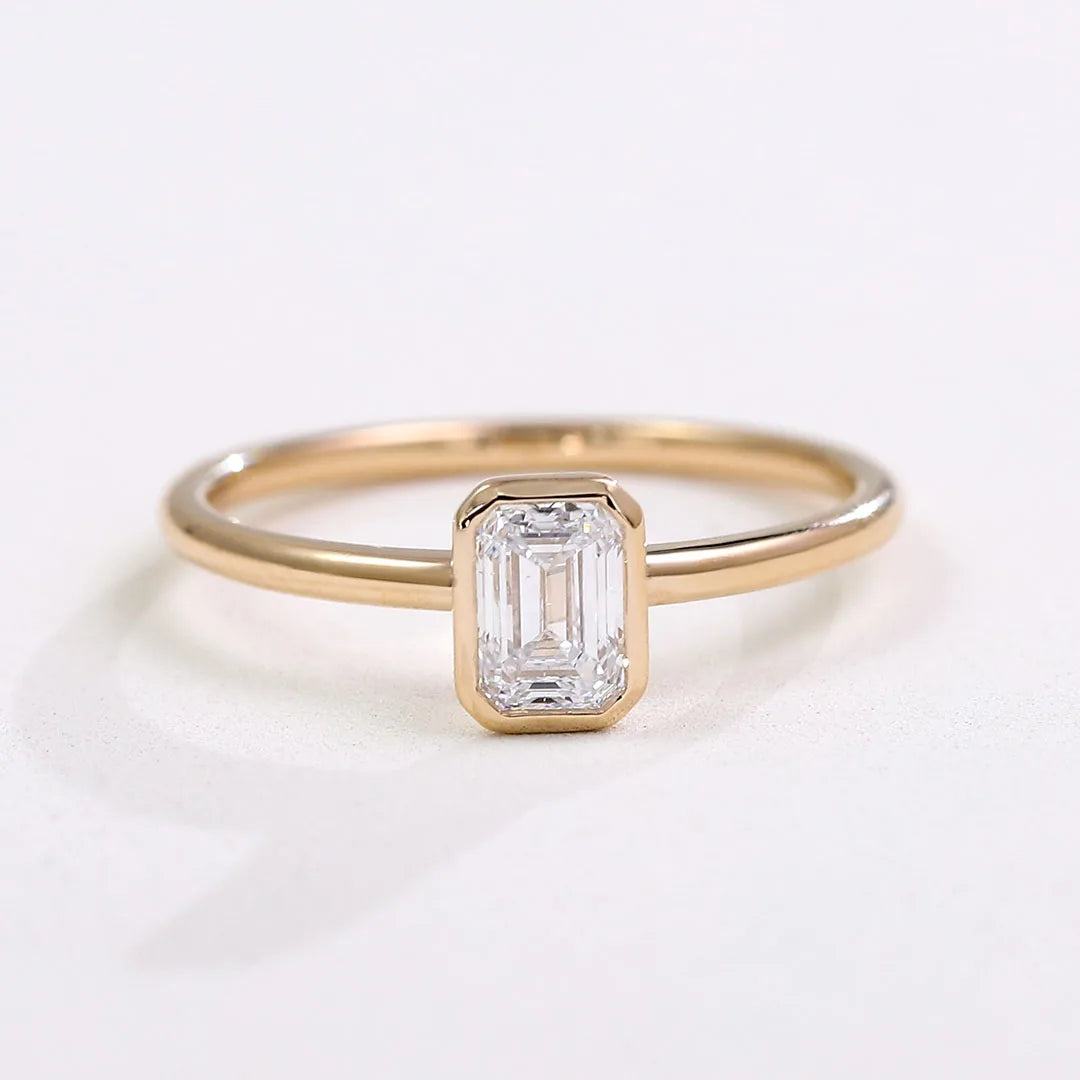 Provence 14K/18K solid gold stackable rings emerald oval pear lab diamond ring set engagement wedding ring custom jewelry gift