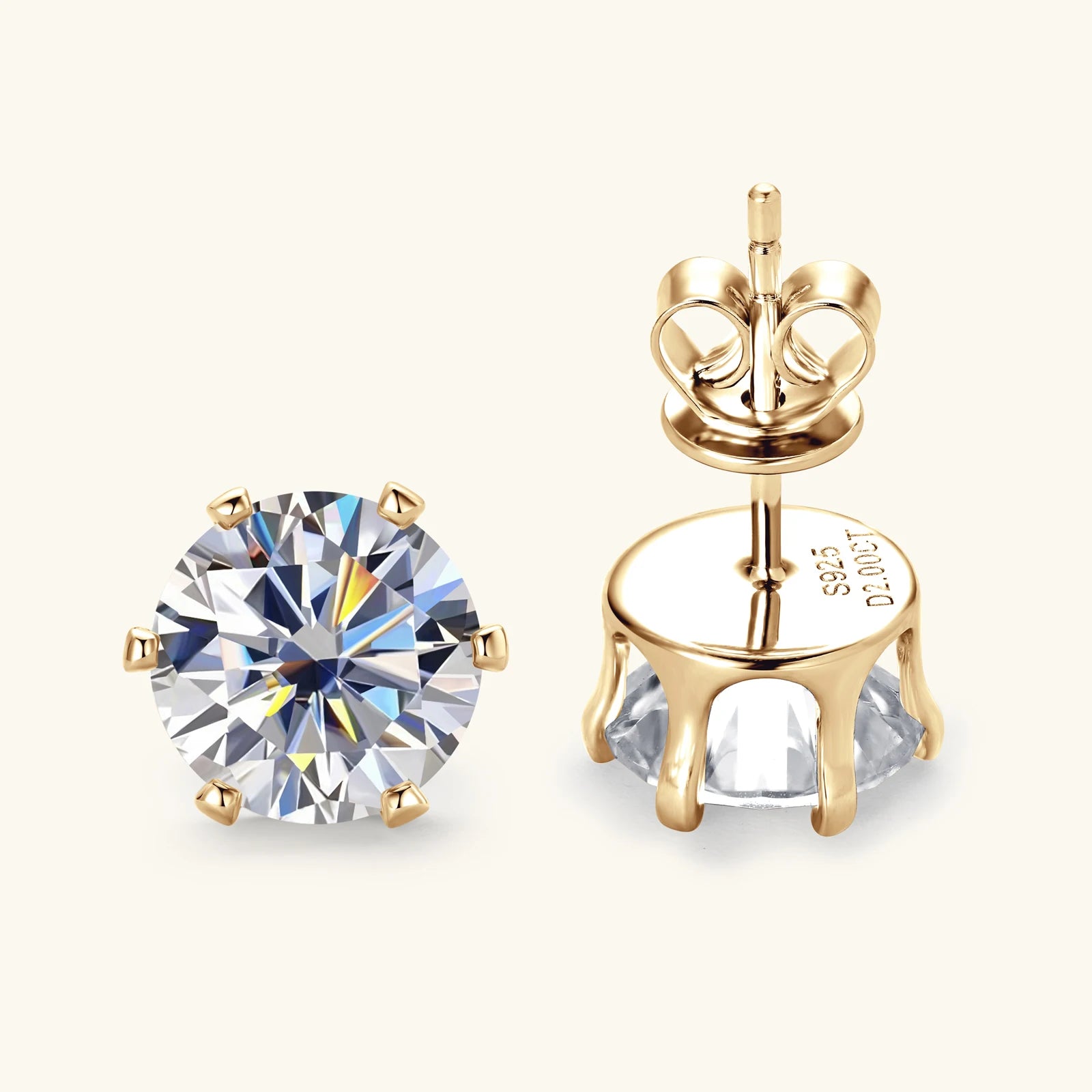 0.1-3 Carat Moissanite Stud Earrings for Women Men D Color Lab Created Diamond Earring 925 Sterling Silver Ear Piercing  Jewelry