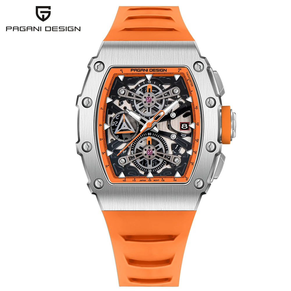 PAGANI DESIGN New 40MM Bucket Shaped Hollow Leisure Fashion Men's Quartz Watch Sapphire Glass Quartz Watch Clock