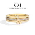CHARMING Fine Moissanite Band Ring S925 Sterling Sliver Brilliant Diamond for Women 3 Rings Connect for Engagement Jewelry Gifts