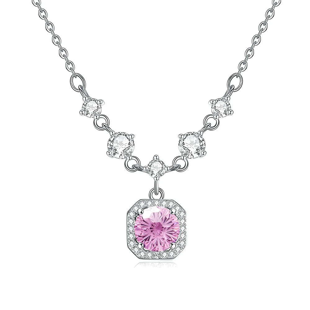 MuShan Jewelry 925 Sterling Silver Necklace Pendant Chain HCD Gemstones Bridal Shower Minimalist Style Women Necklaces Jewelry