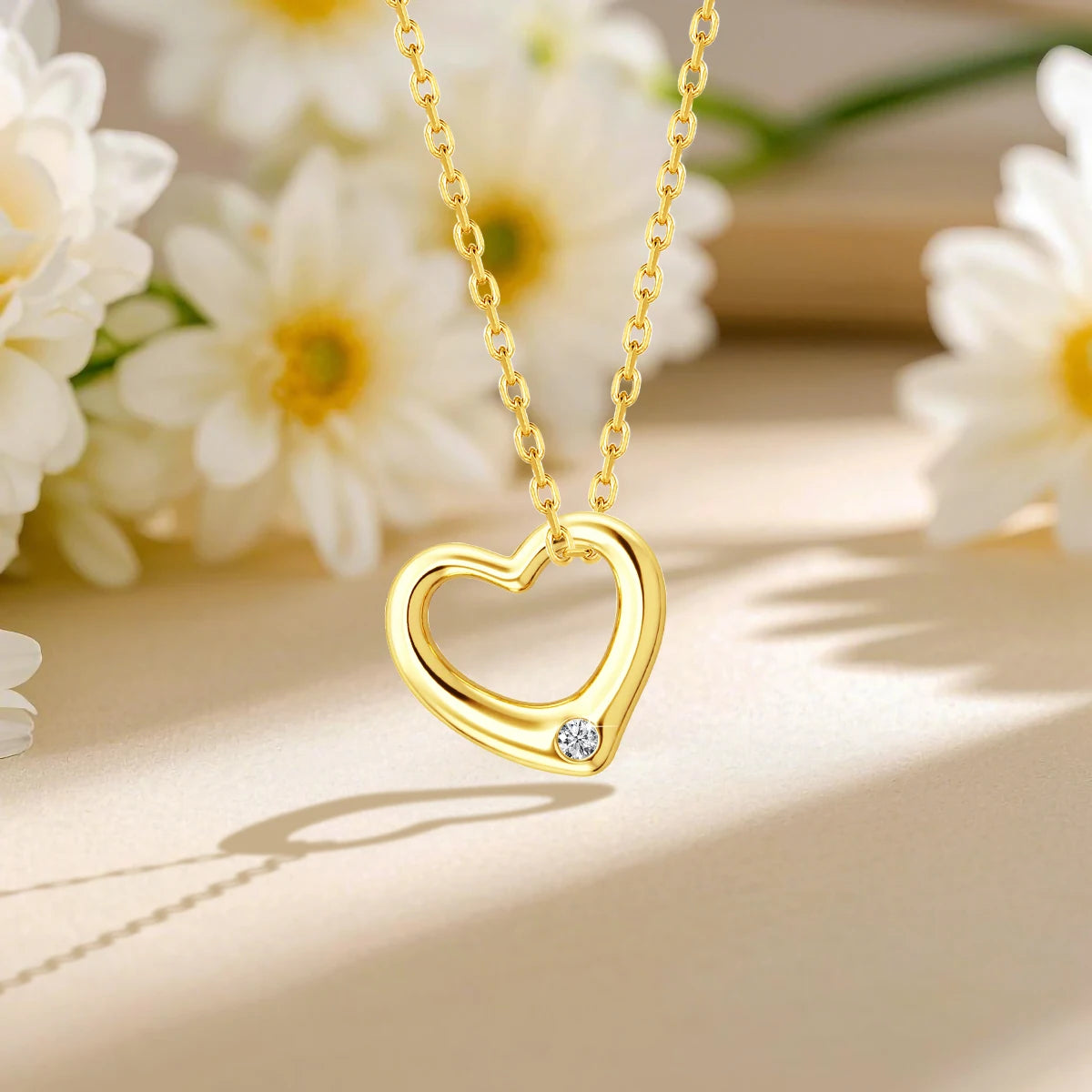 Love Shape Moissanite Pendant 14K Gold Lightweight Hollow Craft  Design Romantic Valentine's Gift for Women Anniversary Jewelry
