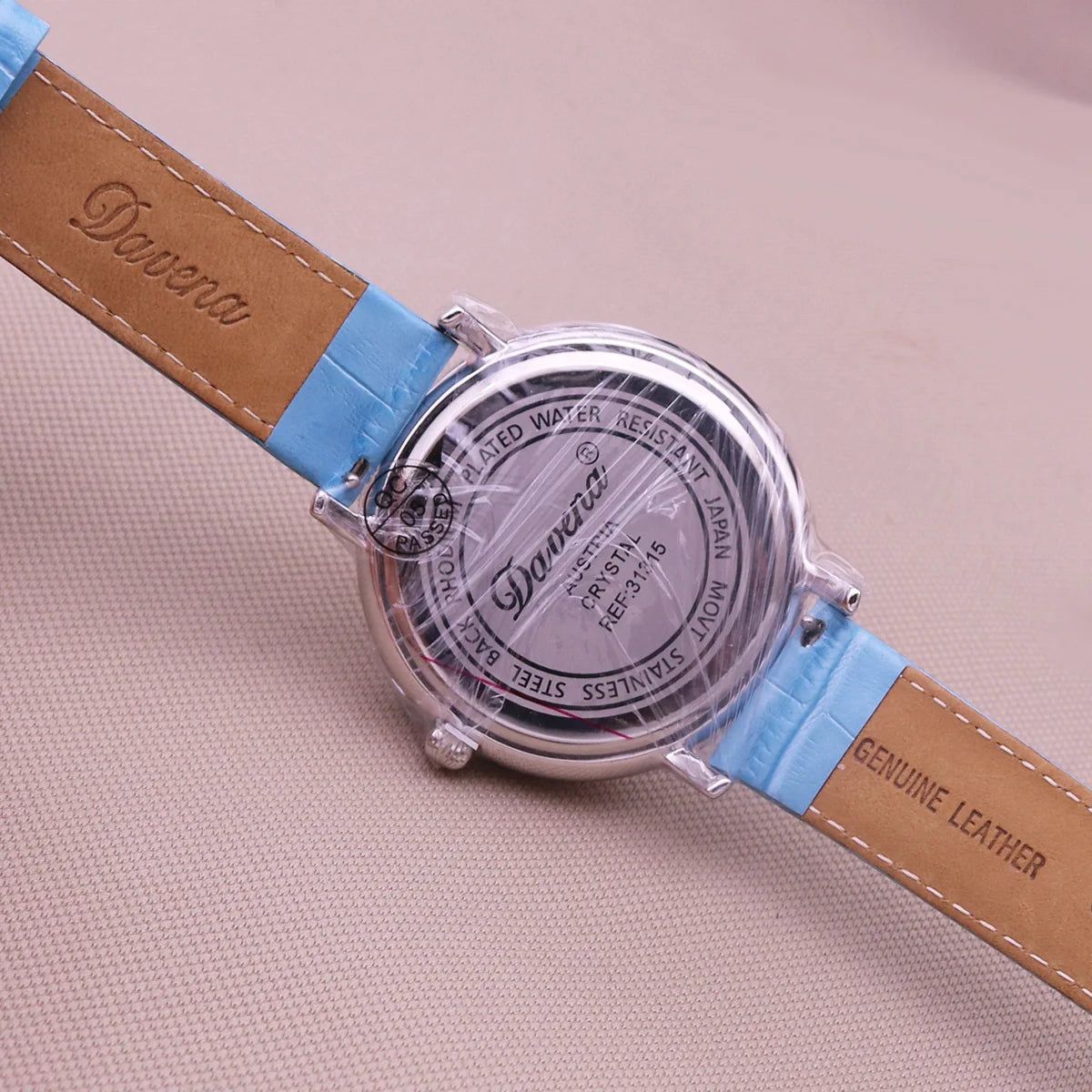 Davena Lady Women's Watch Spin Crystal Rhinestones Hours Fashion Real Leather Bracelet Luxury Girl's Birthday Gift Box
