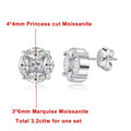 10mm Cluster Star Moissanite Stud Earrings with Certificates 925 Sterling Silver Princess/Marquise Cut Diamond Earring for Women