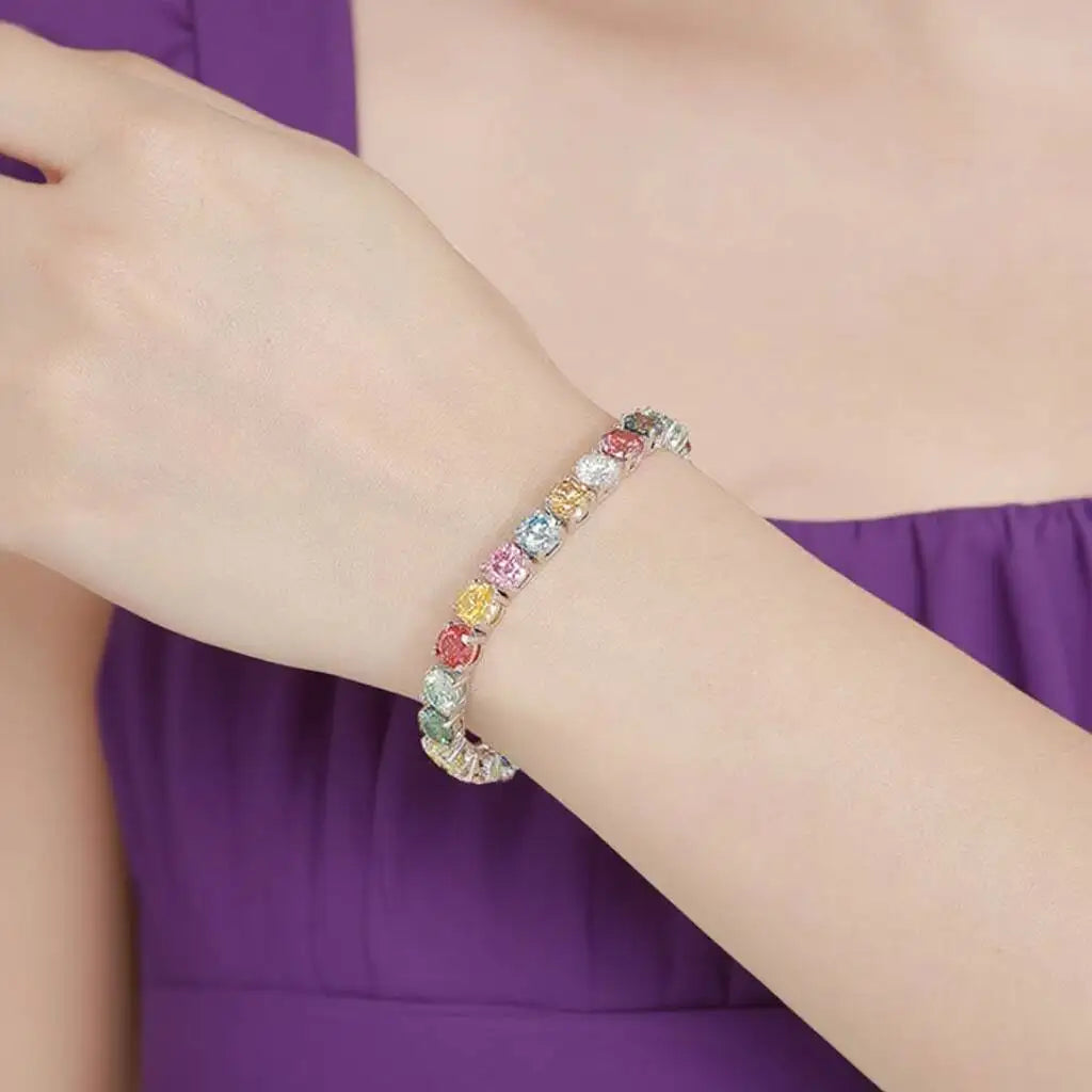 TY 3MM 5MM 6.5MM Colored Tennis Moissanite Gemstone Bracelets Hand Chain 100% 925Sterling Sier Fine Jewelry Party Gift