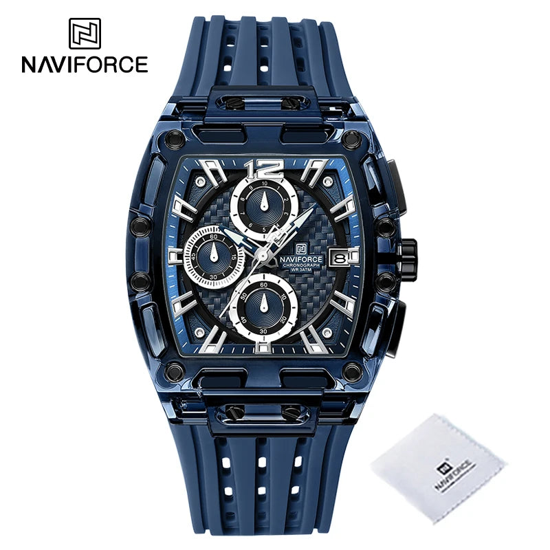 High Quality NAVIFORCE Watches for Man Silica Strap 50M Waterproof Sport Male Clock Casual Quartz Date Display Men's Chronograph