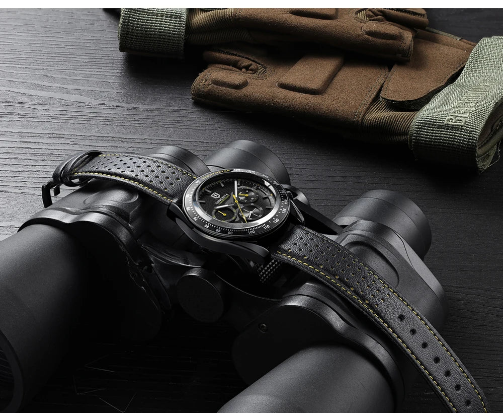 QINGXIYA Watch for Man Fashion Quartz Watch Leather Waterproof Luminous Skeleton Sport Chronograph Watches Mens Reloj Hombre