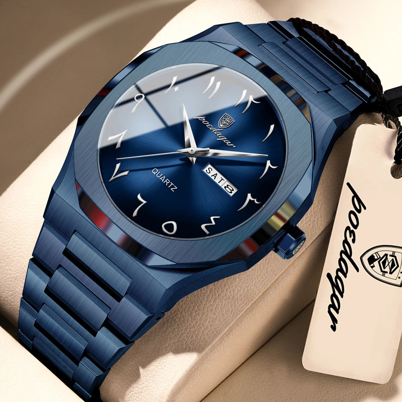 POEDAGAR Luxury Fashion Men's Clock Waterproof Week Date Male Watch Quartz Stainless Steel Business Watches For Man Reloj Hombre