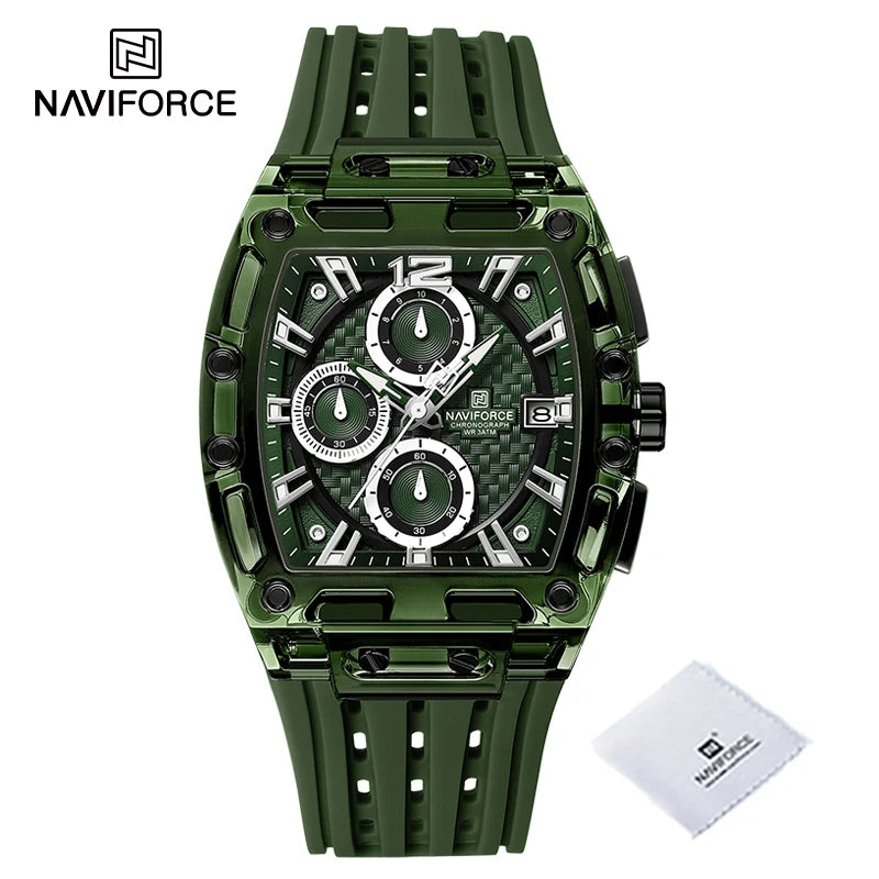 High Quality NAVIFORCE Watches for Man Silica Strap 50M Waterproof Sport Male Clock Casual Quartz Date Display Men's Chronograph