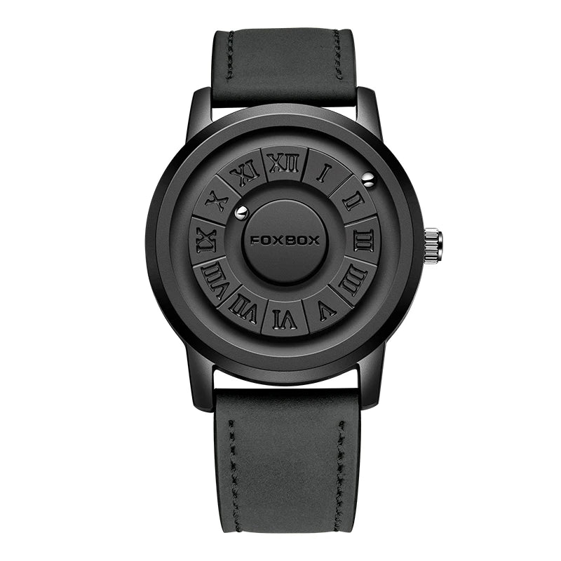 FOXOBOX New Original Luxury Skull Scrolling Pointer Magnetic Force Watch Men Military Sport Waterproof Quartz Wristwatch Clock