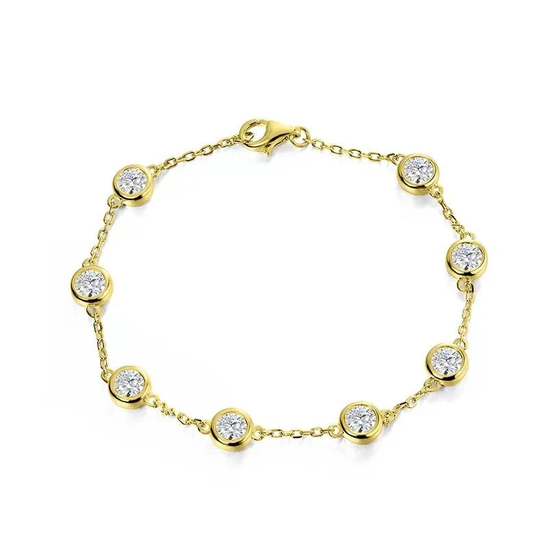 TBCYD 4mm D Color VVS1 Real Moissanite Chain Bracelets 2.4CT Moissanite GRA S925 Silver Wedding Party Hand Jewelry For Women