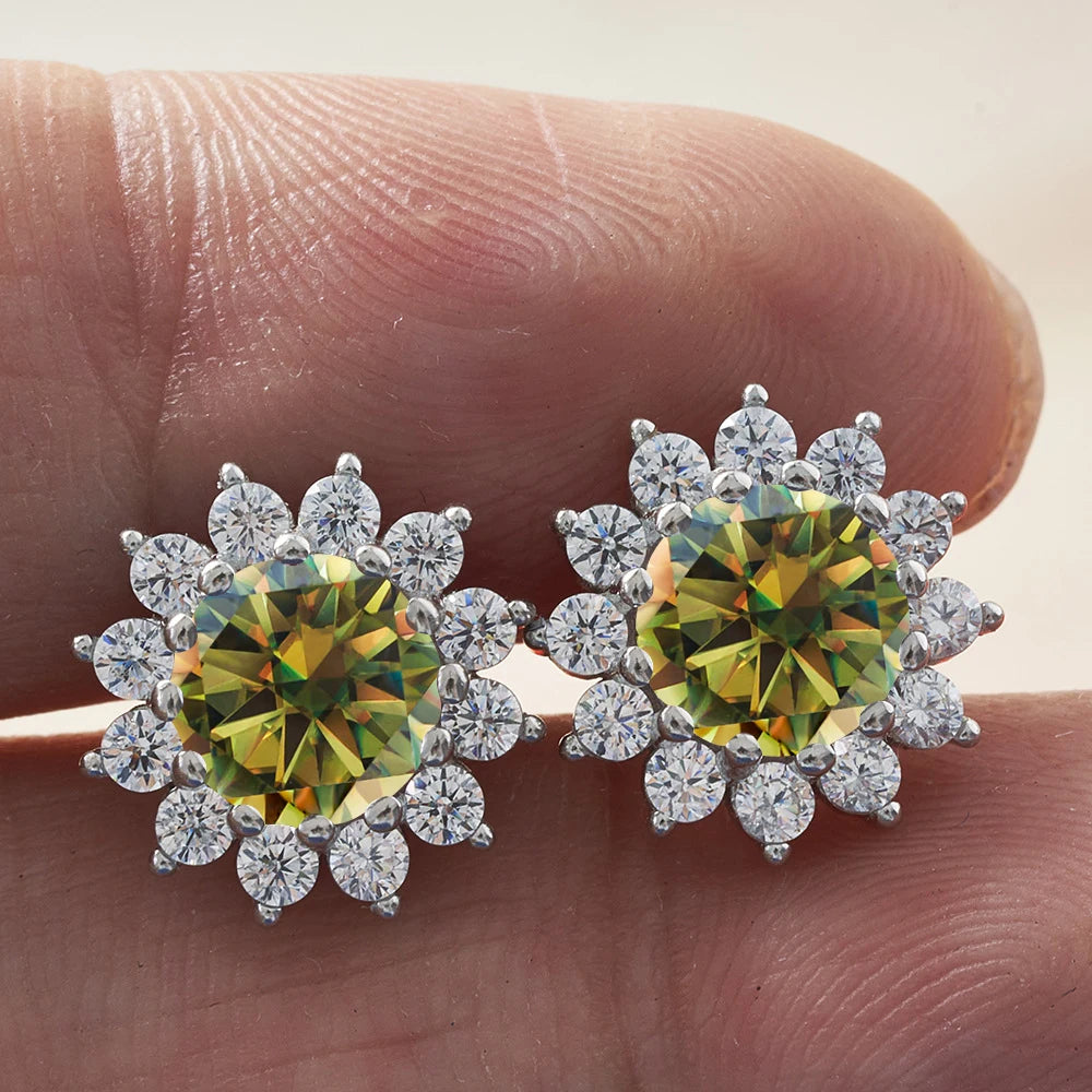 1.0 Ctx2 Pcs D Color VVS Women Moissantie Stub Earring 925 Sterling Silver Female Jewelry Women's Wedding Party Dating Gift