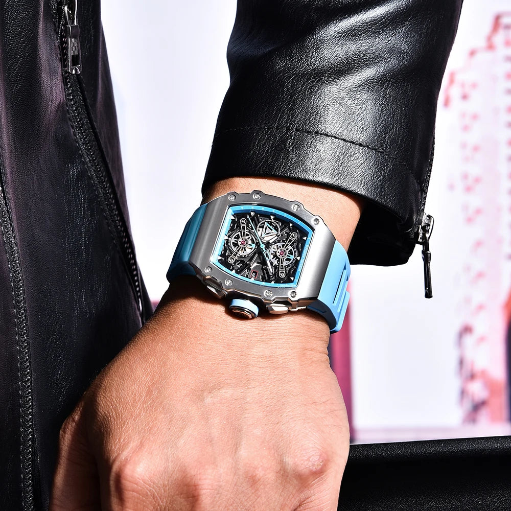 PAGANI DESIGN New 40MM Bucket Shaped Hollow Leisure Fashion Men's Quartz Watch Sapphire Glass Quartz Watch Clock