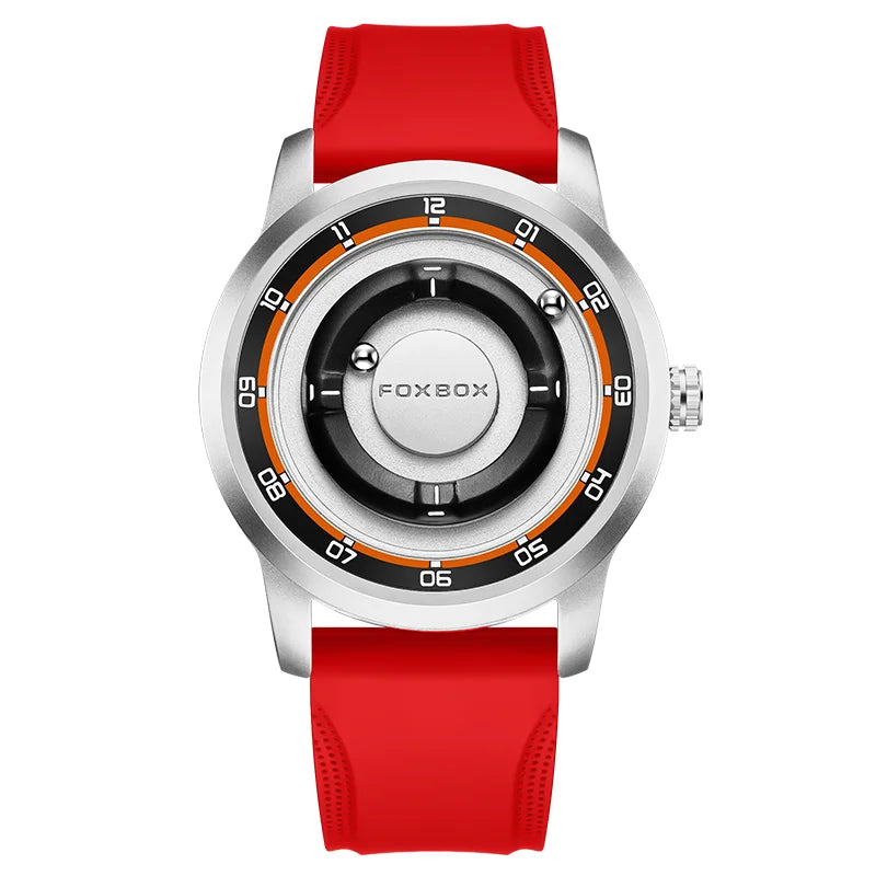 FOXBOX Watch Personalized Fashion Floating Magnetic Pointer Free Ball Bearing Creative Simple Waterproof Quartz Watch for Men
