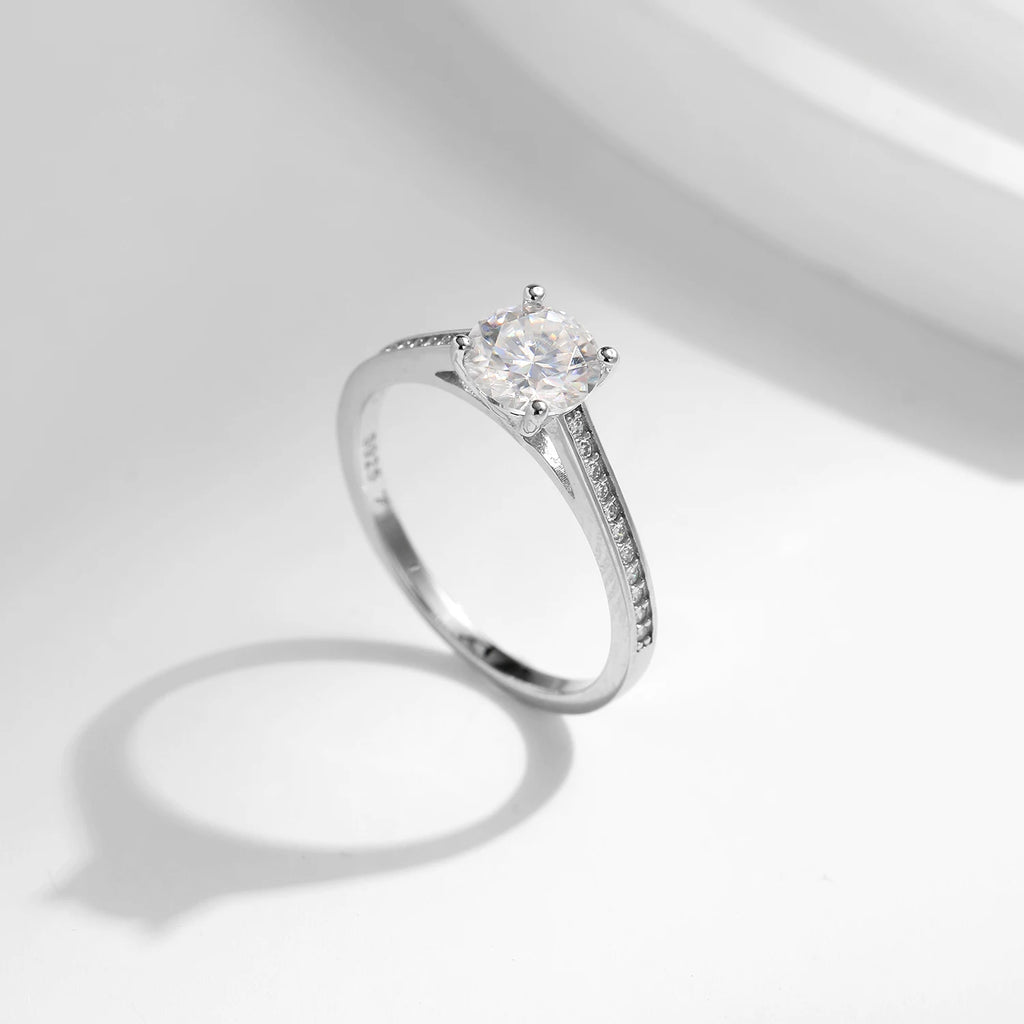 MODIAN D Color Lab Diamond 1CT Moissanite Ring For Women 925 Sterling Silver Classic Wedding Engagement Band Jewelry Gifts
