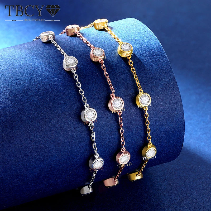 TBCYD 4mm D Color VVS1 Real Moissanite Chain Bracelets 2.4CT Moissanite GRA S925 Silver Wedding Party Hand Jewelry For Women