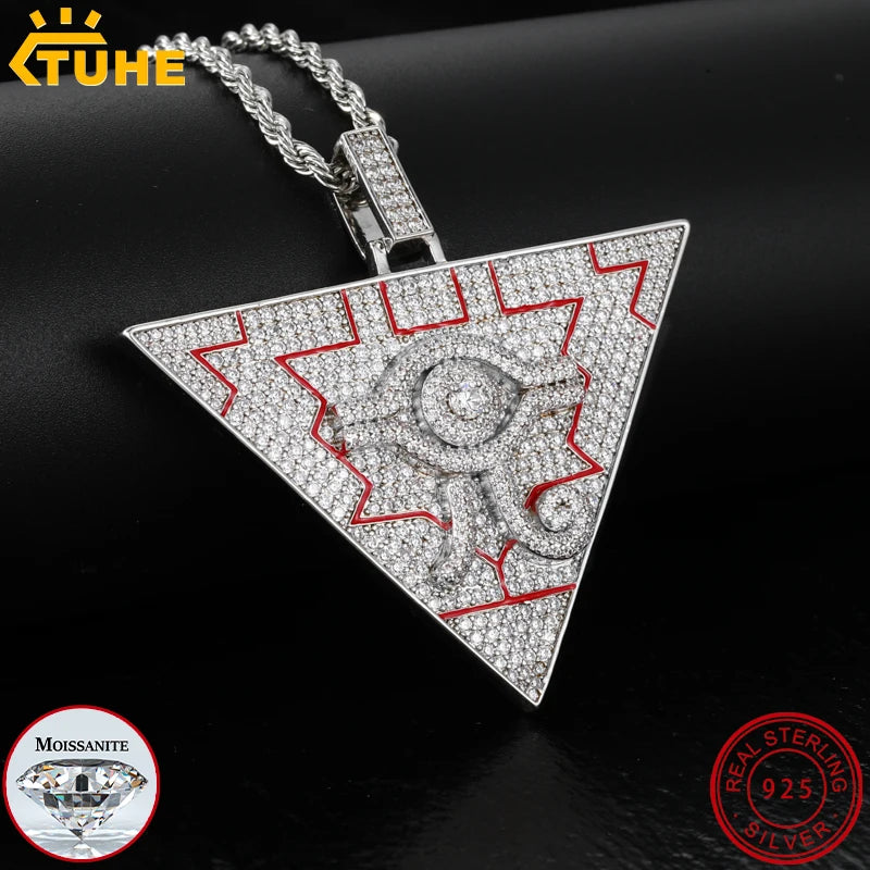 TUHE Certified Moissanite Horus Eye pendant Necklace 925 Sterling Silver For Men Women Hip Hop Jewelry Party Gift