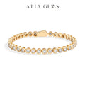 ATTAGEMS Round Cut 3mm Moissanite Tennis Bracelet 925 Sterling Silver Gold Plated Women Men's Bracelet Engagement Luxury Jewelry