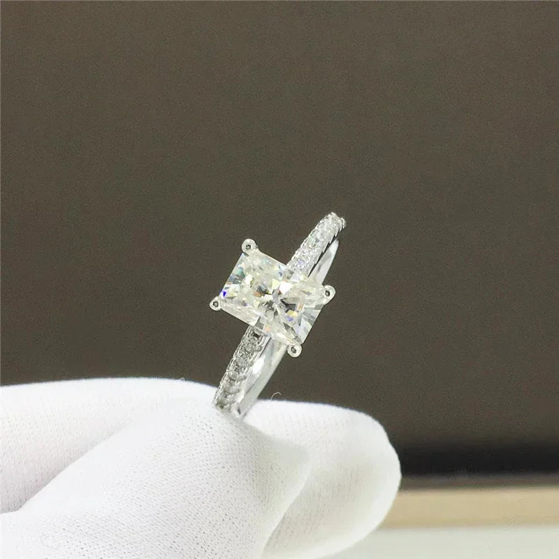 PureNew 1ct-4ct Radiant Cut Full Moissanite Diamond Rings For Women Original 925 Silver Luxury Oval Cut Lady's Diamond Ring 2025