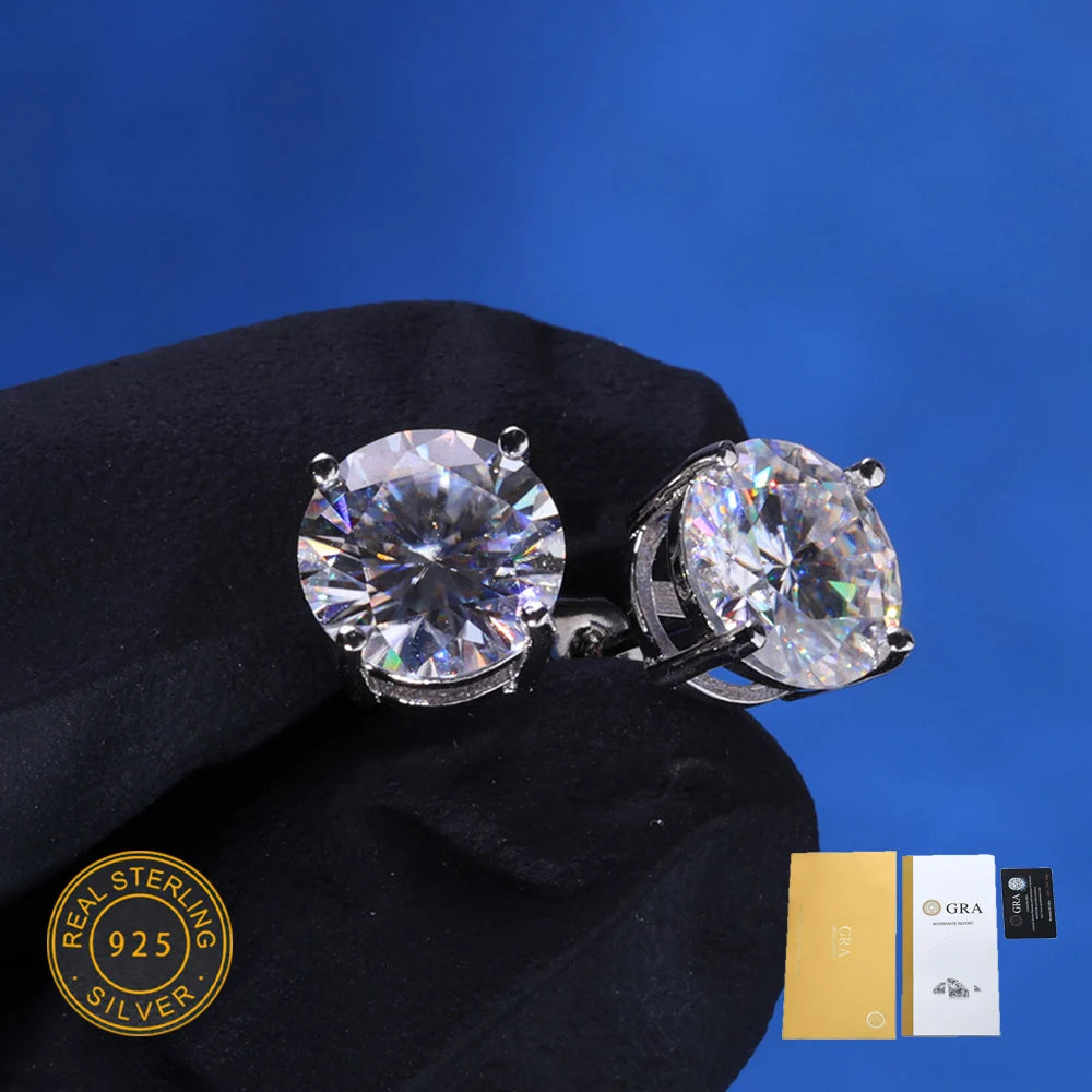 ICEBLING 4/5/6/8MM Moissanite Earrings for Women Pass Diamond Test VVS Ear Studs 925 Sterling Silver Classic Jewelry Gift