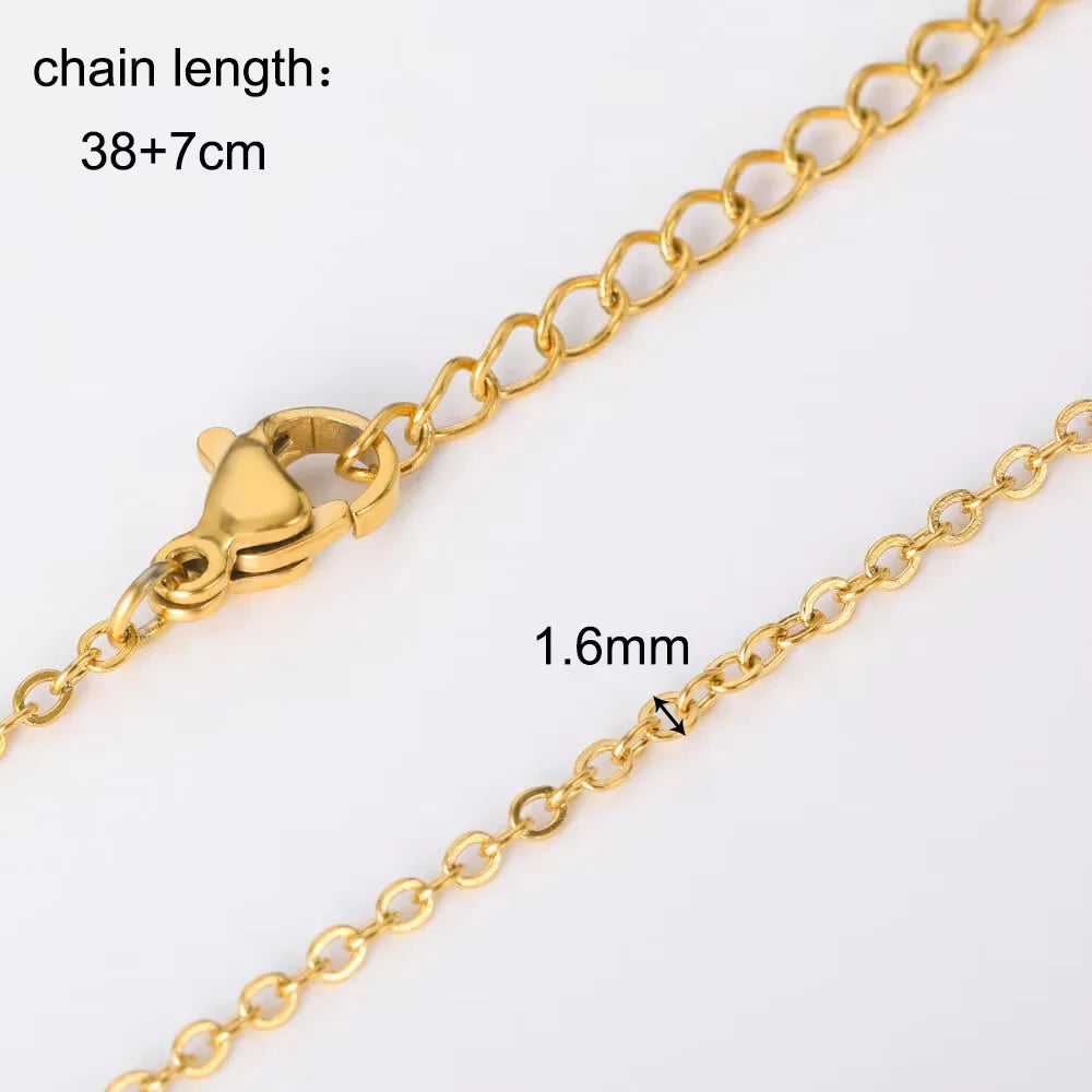 10pcs/Lot 45cm Stainless Steel 304 Link Necklace For Women Jewelry Making Accessories Diy Handmade Supplies Golden Silvery Chain
