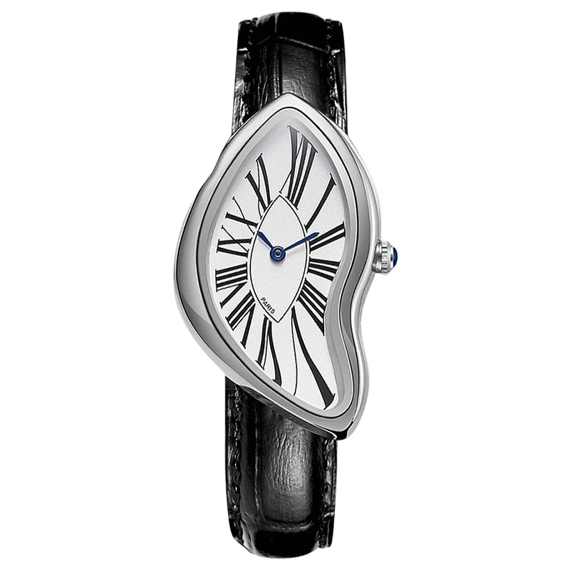 Fashionable trendy and individual genuine leather wristwatch water-resistant casual quartz watch