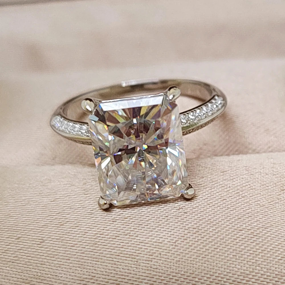 Super Flash 9x11MM Moissanite Ring 5ct Radiation Laboratory Diamond Wedding Engagement Rings S925 Silver Jewelry Certificate