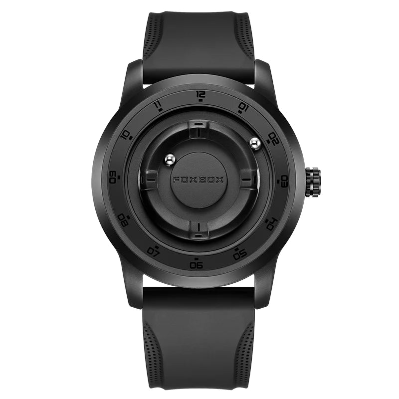 FOXBOX Watch Personalized Fashion Floating Magnetic Pointer Free Ball Bearing Creative Simple Waterproof Quartz Watch for Men