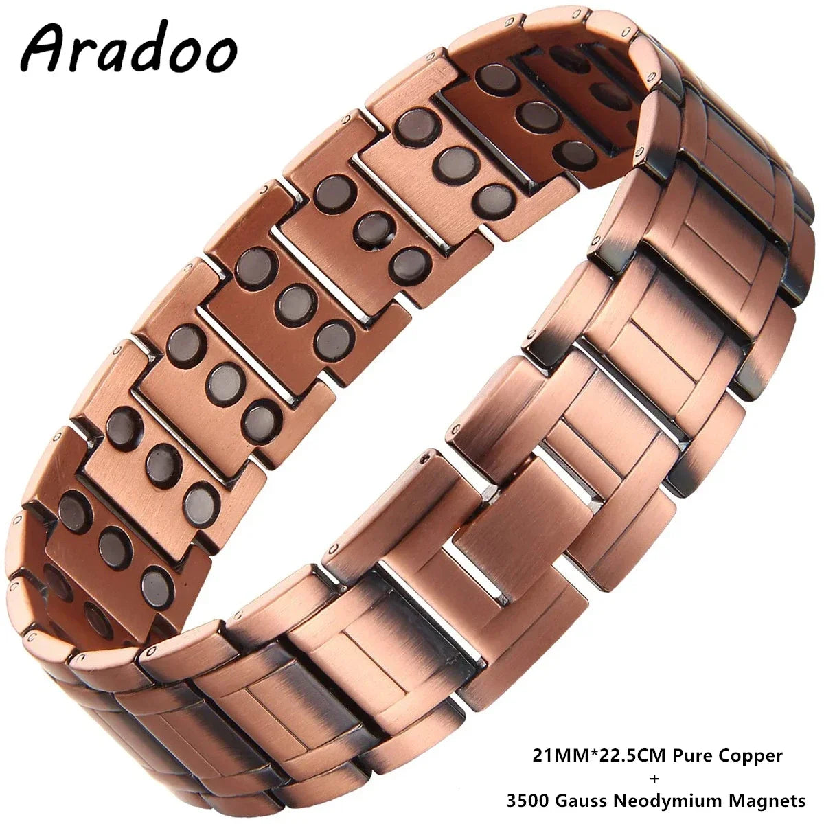 ARADOO Pure Copper Magnetic Bracelets for Men with Double-Row Strong Magnets Bracelet Jewelry Gifts