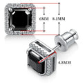 All Moissanite Stud Earrings for Women Men Black Square D Color Diamond S925 Sterling Silver 18K White Gold Plated Jewelry Gift