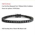 EWYA Full 3/4/5/6.5mm Black Moissanite Tennis Bracelet for Men Women Unisex 925 Silver Plated 18K Black Gold Hip Hop Bracelets