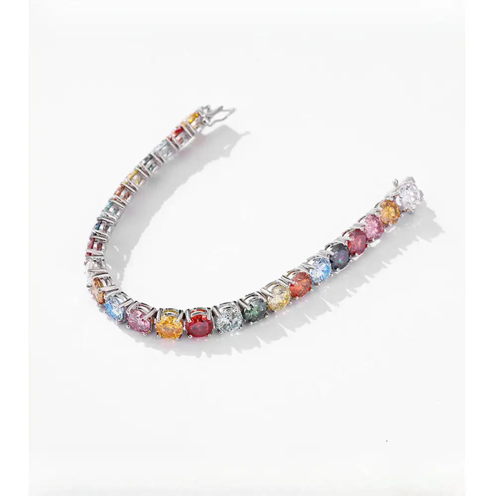 TY 3MM 5MM 6.5MM Colored Tennis Moissanite Gemstone Bracelets Hand Chain 100% 925Sterling Sier Fine Jewelry Party Gift