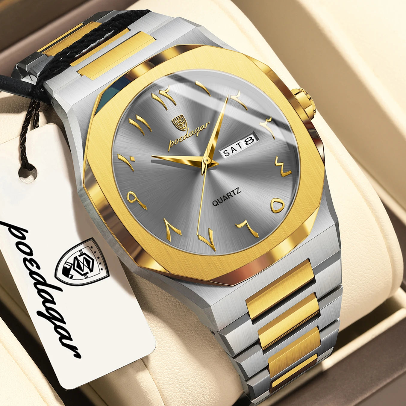 POEDAGAR Luxury Fashion Men's Clock Waterproof Week Date Male Watch Quartz Stainless Steel Business Watches For Man Reloj Hombre