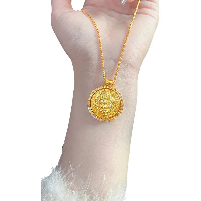 High end women's necklace, 9999 24K real goldGod of Wealth style, luxurious jewelry with a high-end feel