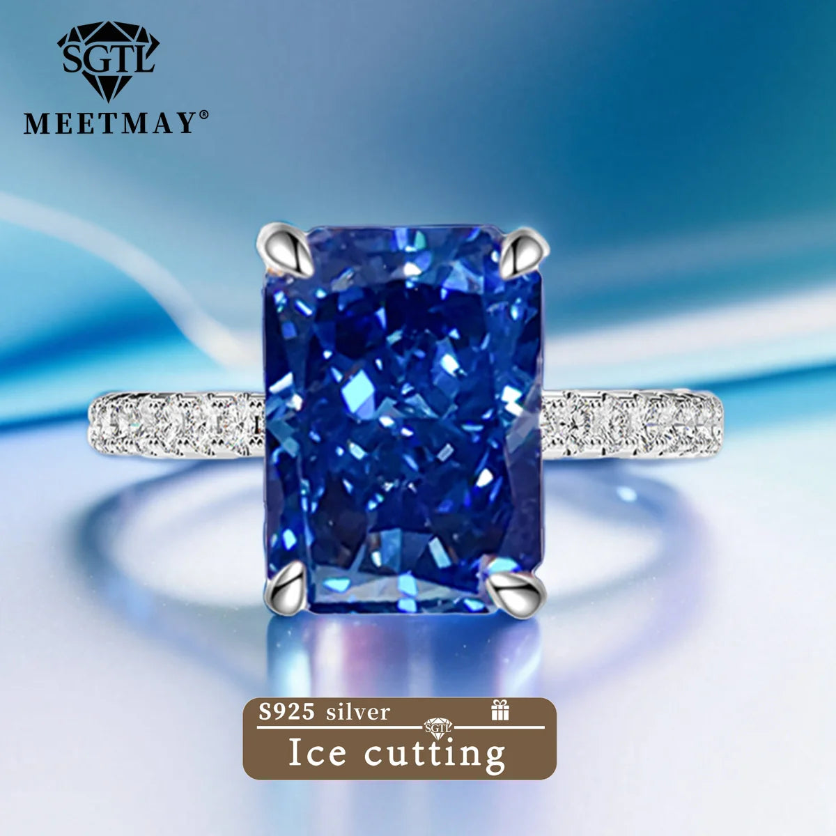 S925 Sterling Silver Tanzanite Blue Zircon Sparkle 5A Good Quality Ice Cut High Carbon Diamond Ladies Ring Fine Jewelry Women