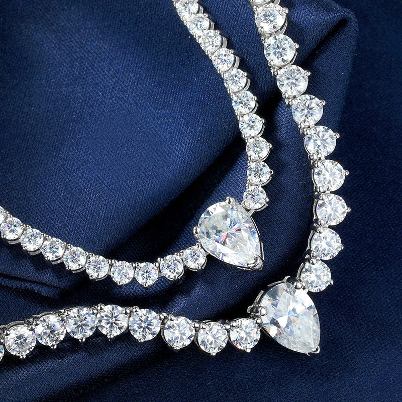 HORRIPAL DVVS1 3 Claws Pear Moissanite Necklace for Women 925 sterling Silver GRA Certified Elegant Luxury Wedding Fine Jewelry