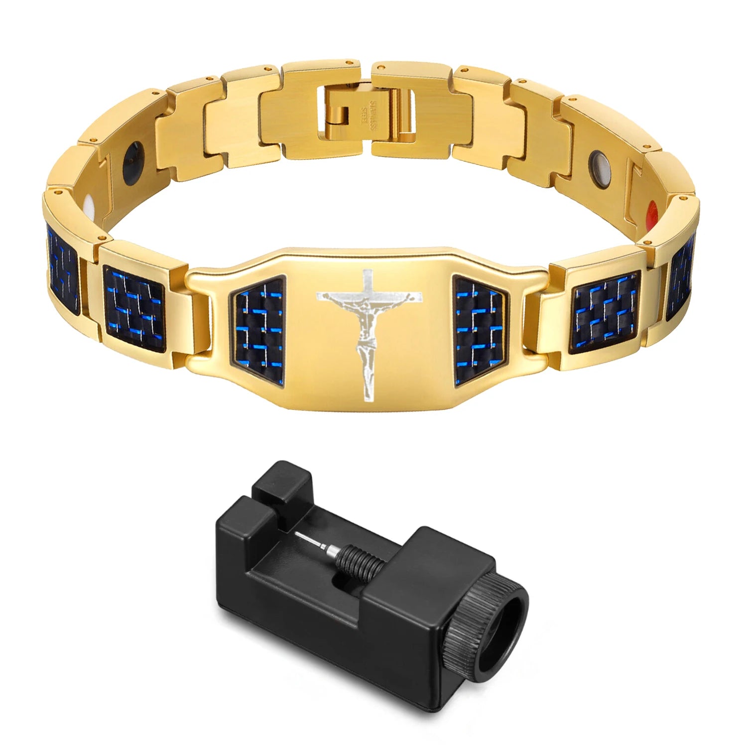 Germanium Black Healing Bracelet for Men Stainless Steel Magnetic Jewelry therapeutic Friendship for Joint Health Fashion Design