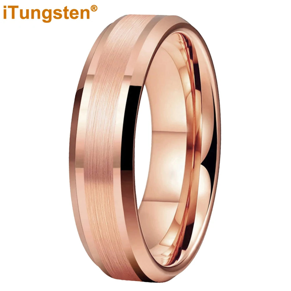 iTungsten 6mm 8mm Engagement Wedding Band Gold Plated Tungsten Finger Ring for Men Women Couple Fashion Jewelry Comfort Fit