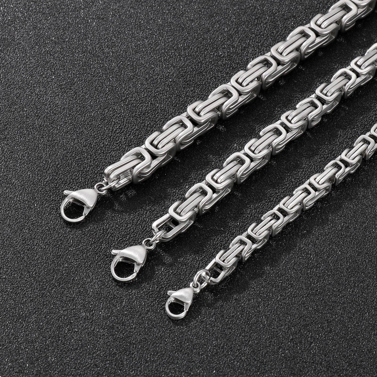 5/6/7mm Metal Ice-Cold Royal King Chain Necklace Bracelet Men Stainless Steel Solid Choker Necklaces