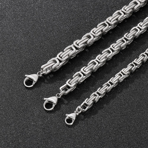 5/6/7mm Metal Ice-Cold Royal King Chain Necklace Bracelet Men Stainless Steel Solid Choker Necklaces