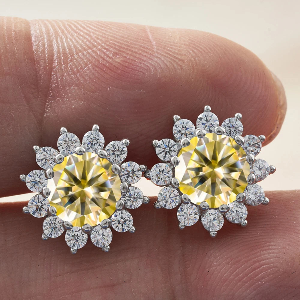 1.0 Ctx2 Pcs D Color VVS Women Moissantie Stub Earring 925 Sterling Silver Female Jewelry Women's Wedding Party Dating Gift