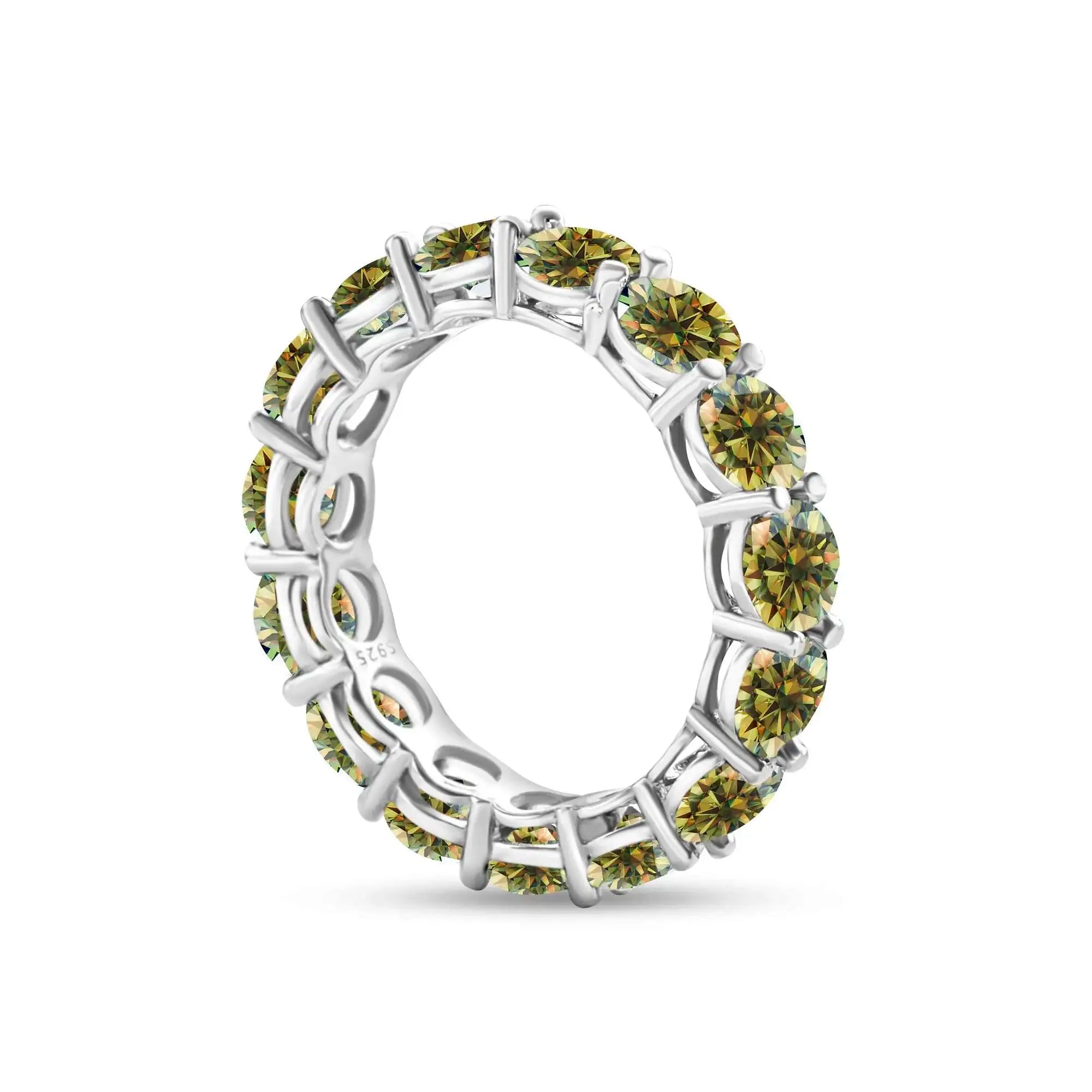 5mm 7ct Colorful Moissanite Ring 925 Sliver Plated With White Gold Wedding Band Eternity Band Engagement Rings For Women Jewelry