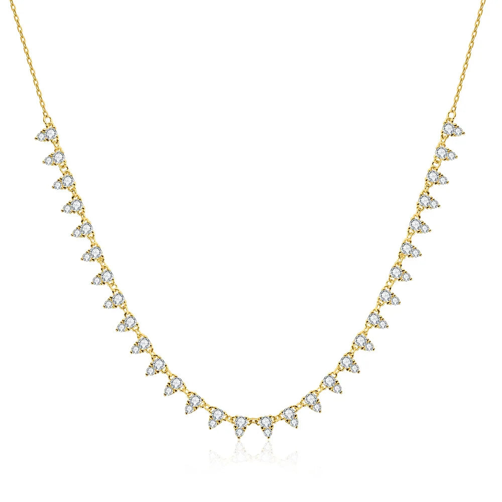 KNOBSPIN 2mm/3mm D Color Moissanite Tennis Necklace s925 Sterling Silver 18inch Chain, Wedding Necklaces for Women Fine Jewelry