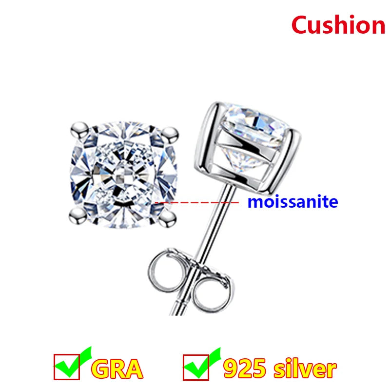 Premium 0.5ct-2ct Moissanite Earring For Women Classic Original 925 Sterling Silver Jewelry Moissanite Diamond Stud Earring