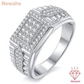 Newshe Certified Moissanite Ring D Color VVS1 Inlay Men's Wedding Band White gold plated Designed Fashion Jewelry