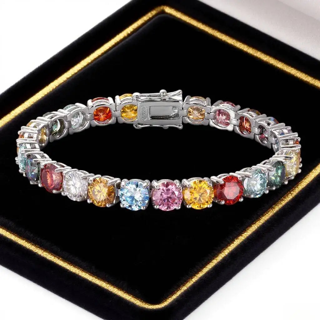 TY 3MM 5MM 6.5MM Colored Tennis Moissanite Gemstone Bracelets Hand Chain 100% 925Sterling Sier Fine Jewelry Party Gift