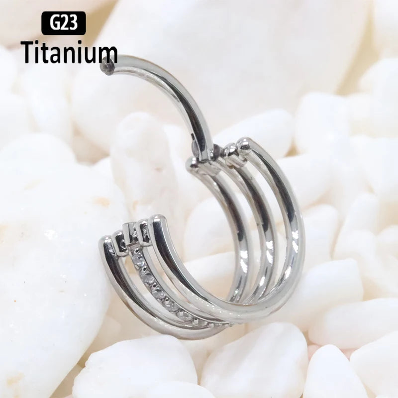 ASTM F136 Titanium Piercing Hinged Segment Septum Hoop Nose Rings Clicker Ear Cartilage Tragus Helix Conch Body Jewelry Earrings